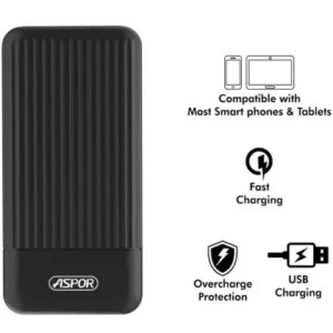 Aspor A323 Power Bank 10000mAh 2 Outputs - 100% Authentic