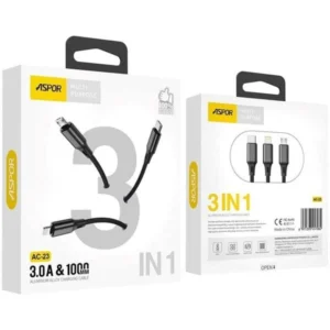 ASPOR AC-23 3 IN 1 CABLE - 1M - 100% Authentic