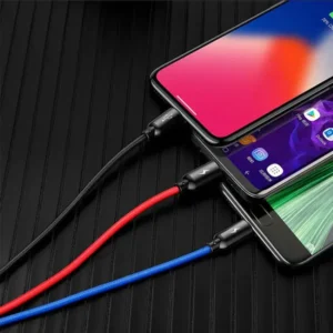 Baseus Three Primary Colors - 3 in 1 Cable - Micro, Lightning & Type C - 100% Authentic - 120 Cm