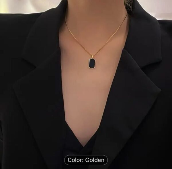 Black square pendent Necklace /නෙක්ලස් - Image 2